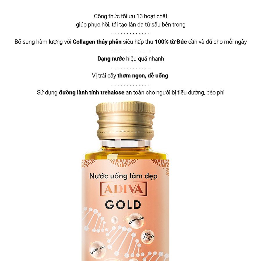 Nước Uống Hỗ Trợ Làm Đẹp Collagen Gold  ADIVA 14 Lọ X 30ml