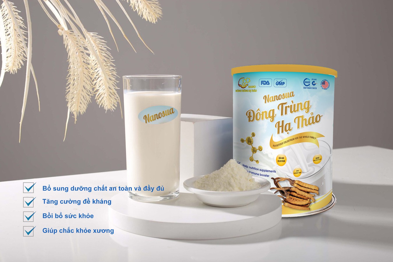 Sữa Non NanoSua Đông Trùng Hạ Thảo Hỗ Trợ Tăng Cường Sức Đề Kháng